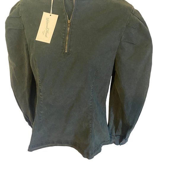 Universal Thread green 3/4 zip puff sleeve new with tags blouse size S - Picture 5 of 8